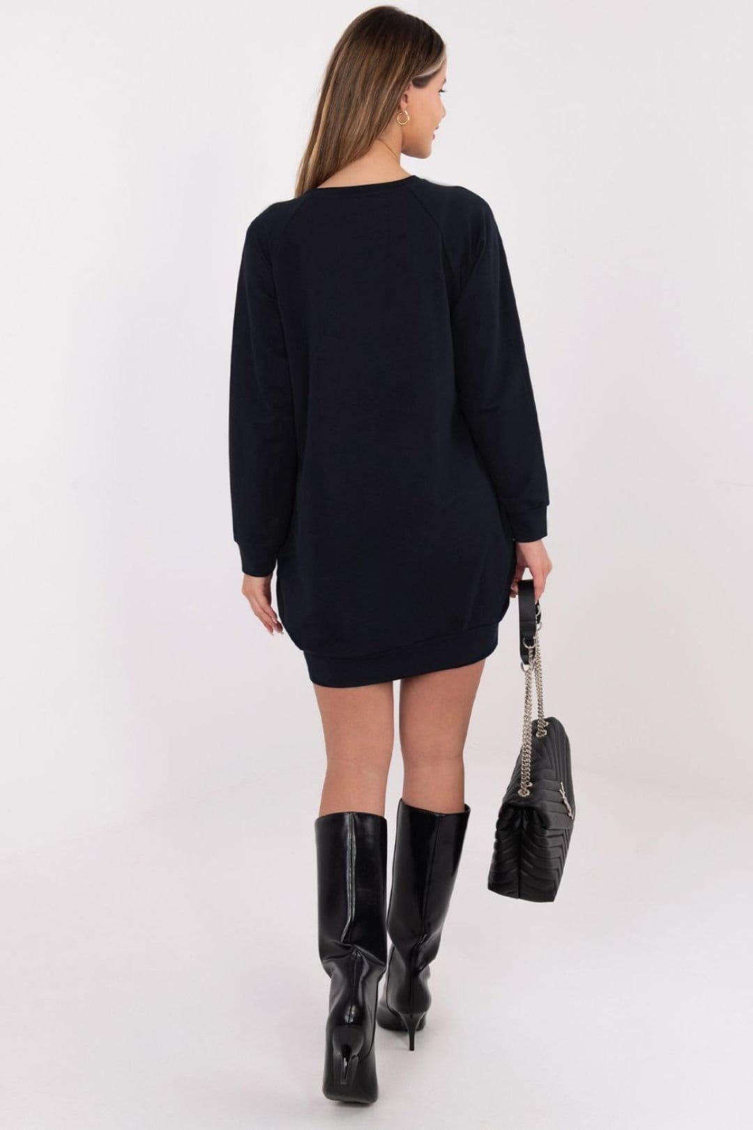 Love Lace Love Lace Women's Cotton Elastane Sweatshirt Dress with Pockets Style 223044 in Blue - 4