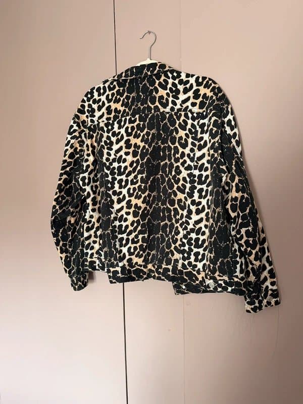 ASOS Leopard Print Oversized Denim Jacket Size M