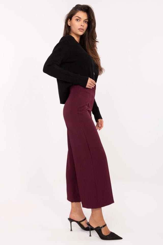 Love Lace Love Lace Women's Elegant High Waisted Wide Leg Culottes Style 216722 in Burgundy - 2