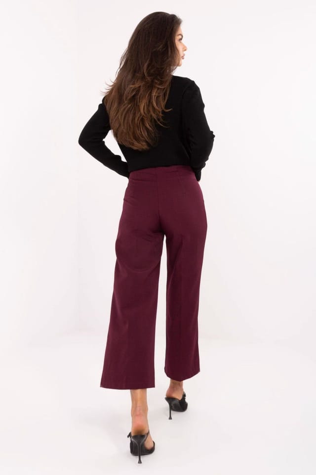 Love Lace Love Lace Women's Elegant High Waisted Wide Leg Culottes Style 216722 in Burgundy - 3