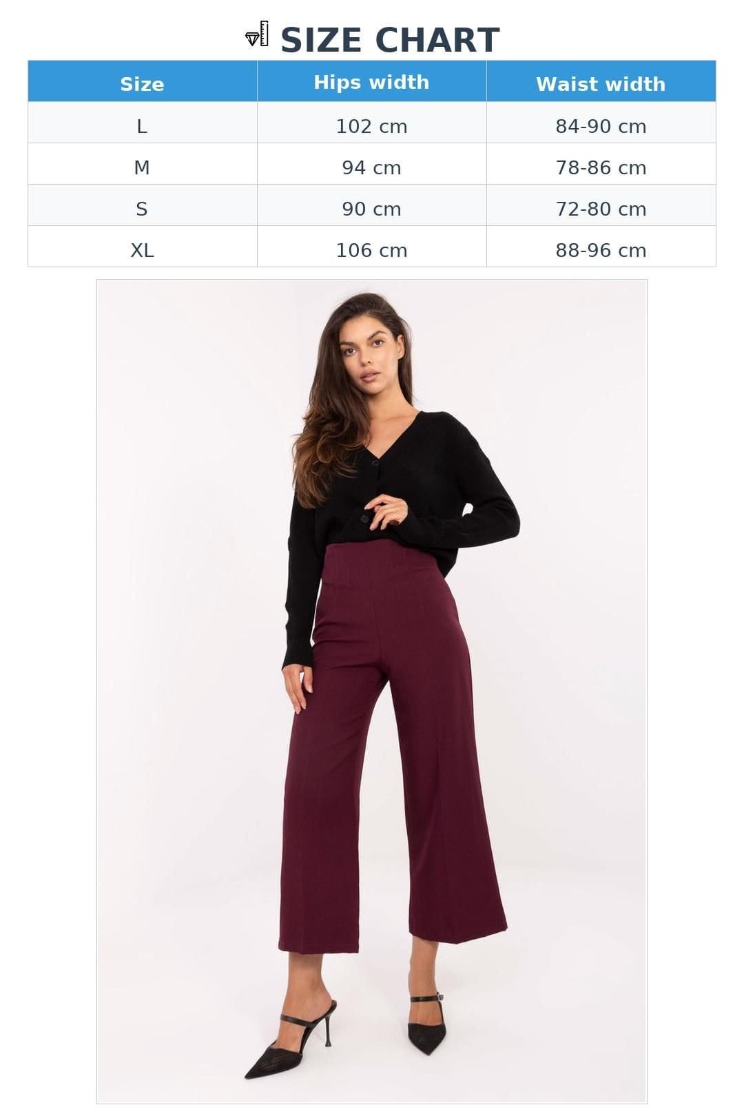 Love Lace Love Lace Women's Elegant High Waisted Wide Leg Culottes Style 216722 in Burgundy - 4