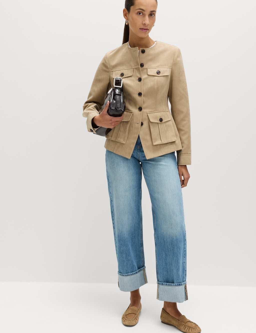 Marks & Spencer M&S Natural Beige Suedette Utility Jacket