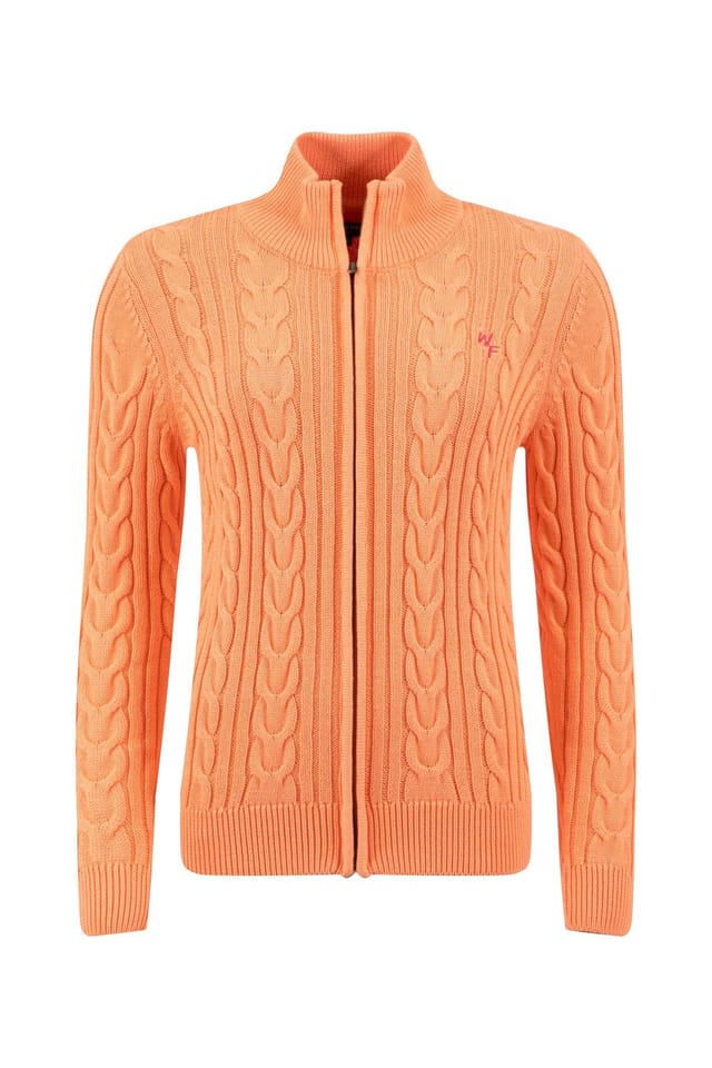 Weird Fish Weird Fish Women's Lunenne Full Zip Cable Knit in Orange - 2