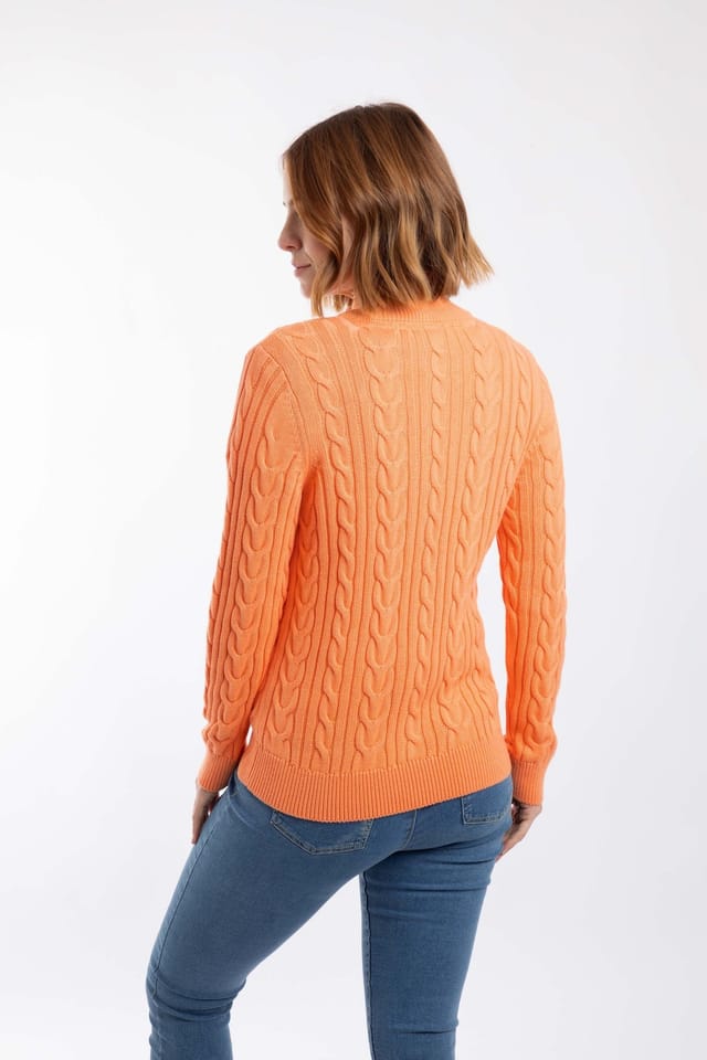 Weird Fish Weird Fish Women's Lunenne Full Zip Cable Knit in Orange - 3