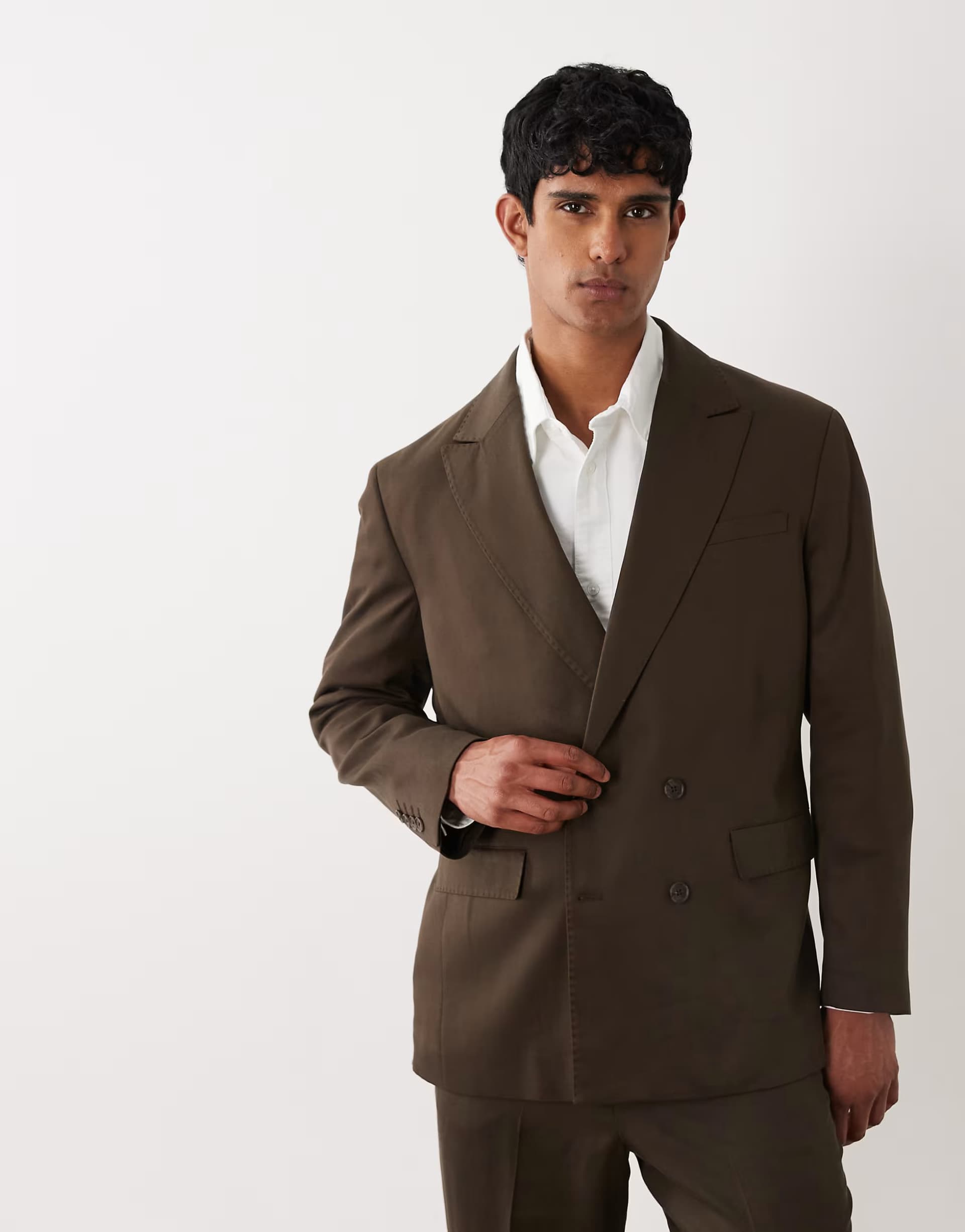 ASOS Selected co-ord regular suit jacket in brown