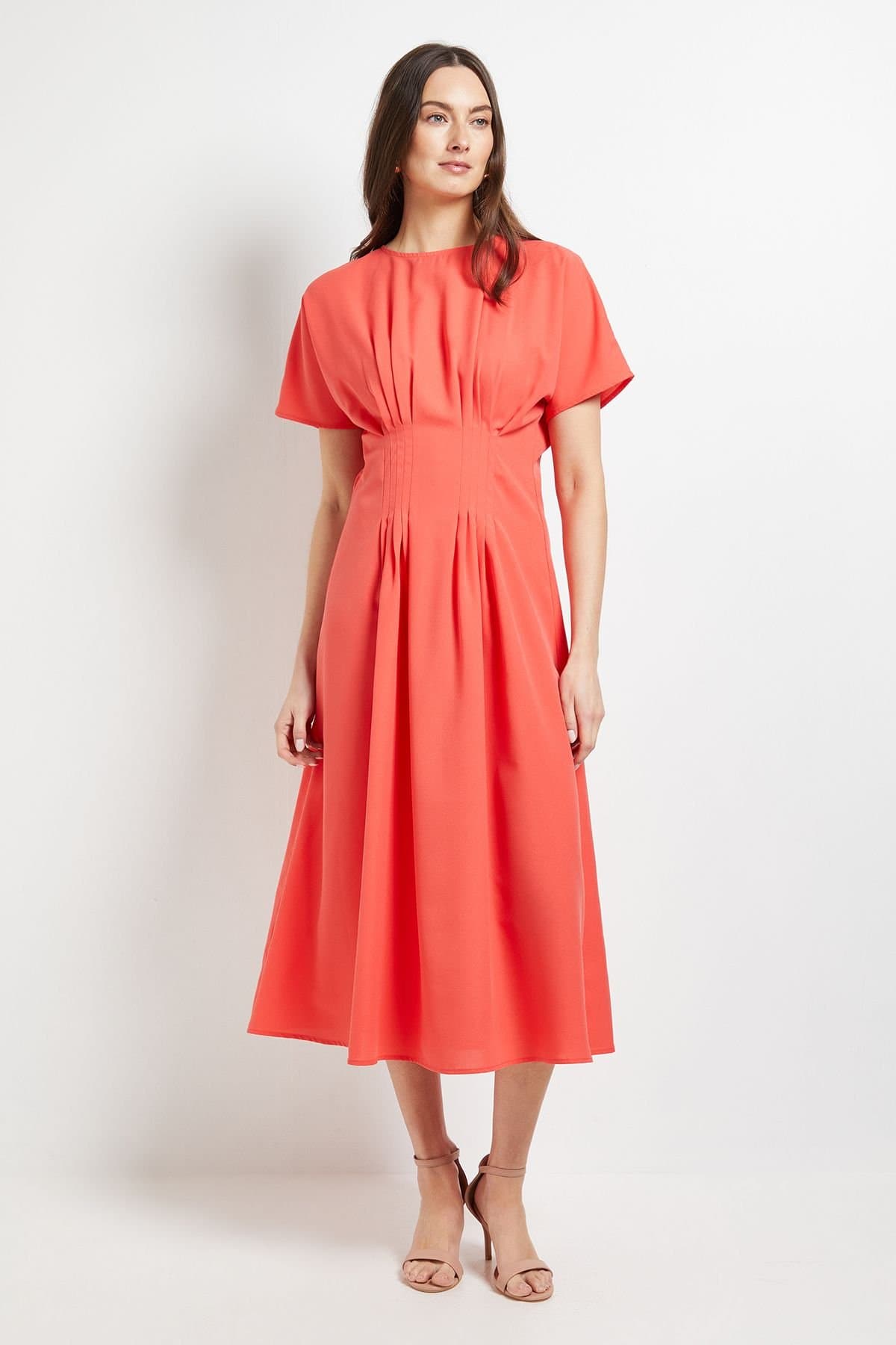Principles Principles Women's Pleated Waist Detail Dress in Coral
