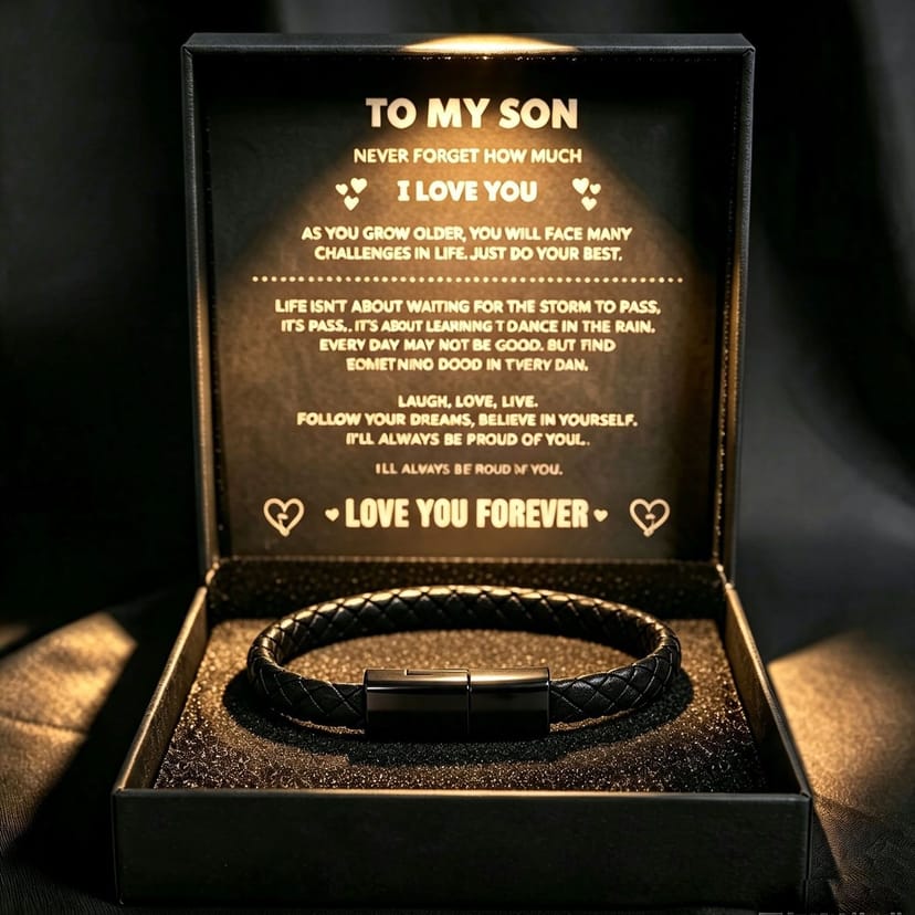 Lovii Lovii Men's Braided Leather Bracelet Charging Cable Type C to Type C Gift Box in Black - 1