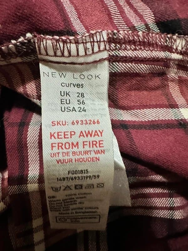 New Look Burgundy Check Flannel Shirt size 26