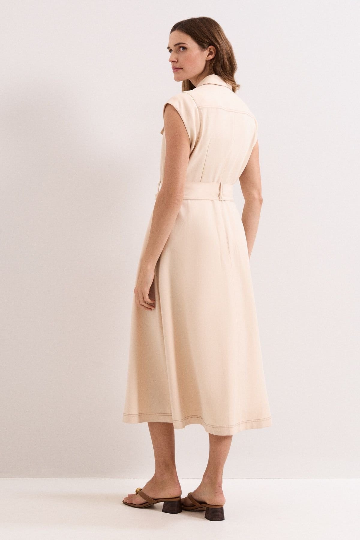Phase Eight Phase Eight Women's Petite Alira Belted Shirt Dress in Light Beige - 4