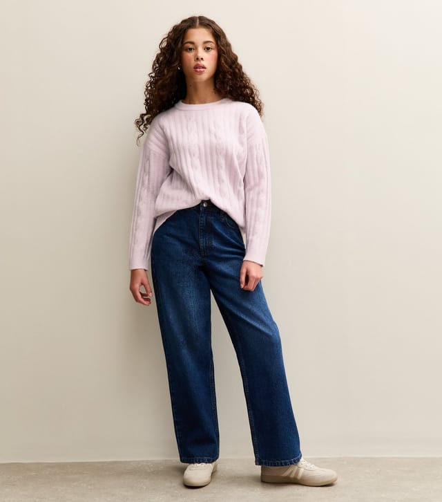 New Look Girls' Lilac Slouchy Cable Knit Jumper New Look - 3