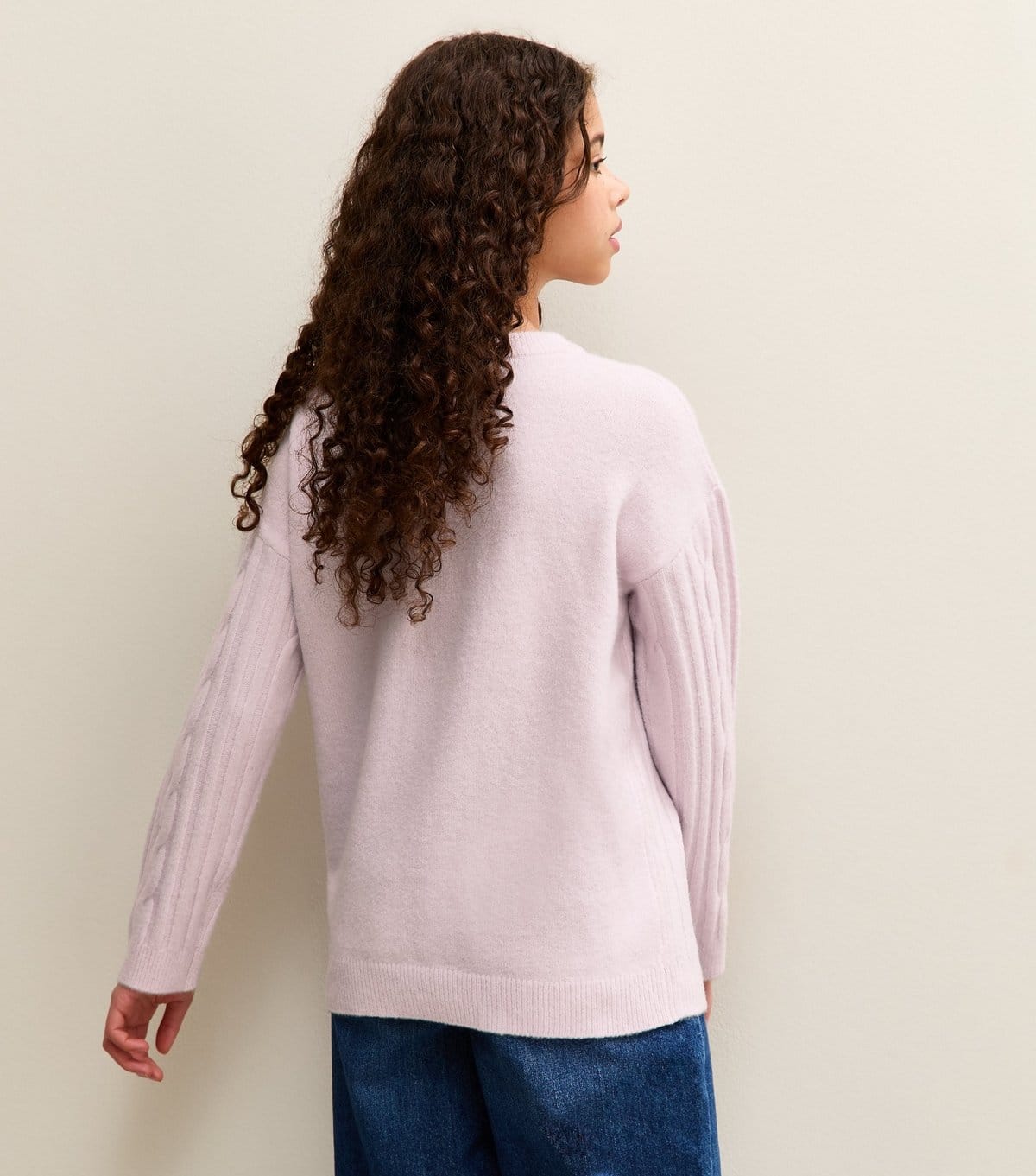 New Look Girls' Lilac Slouchy Cable Knit Jumper New Look - 4