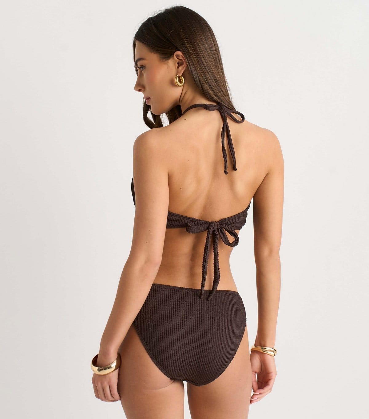 Gini London Women's Dark Brown Trim Detail Bikini Bottoms Gini London New Look - 4