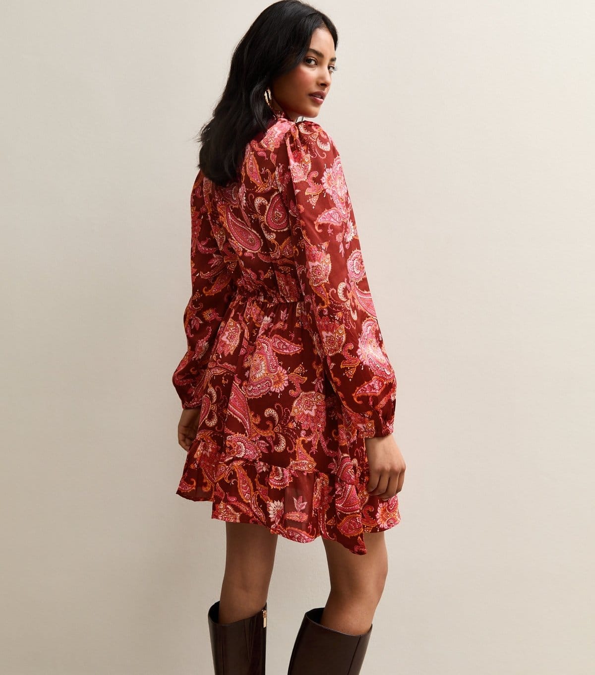 New Look Women's Red Paisley Long Sleeve Mini Dress New Look - 4