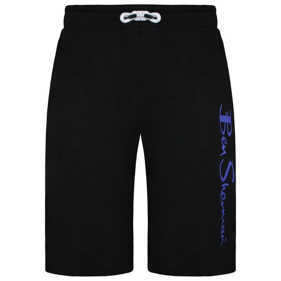 Ben Sherman Ben Sherman Men's Large Logo Print Sweat Shorts in Black