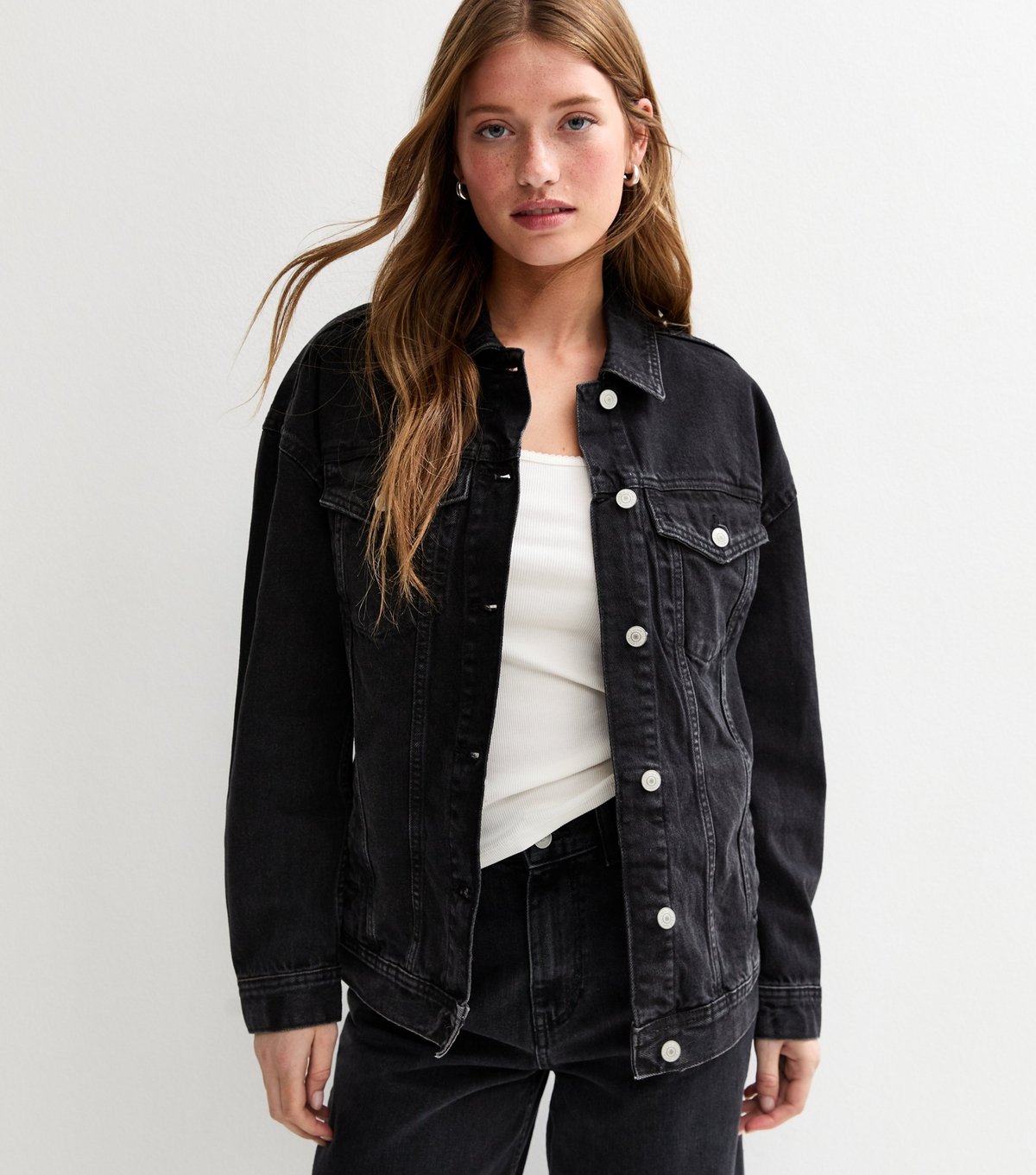 New Look Women's Black Oversized Denim Jacket New Look - 1
