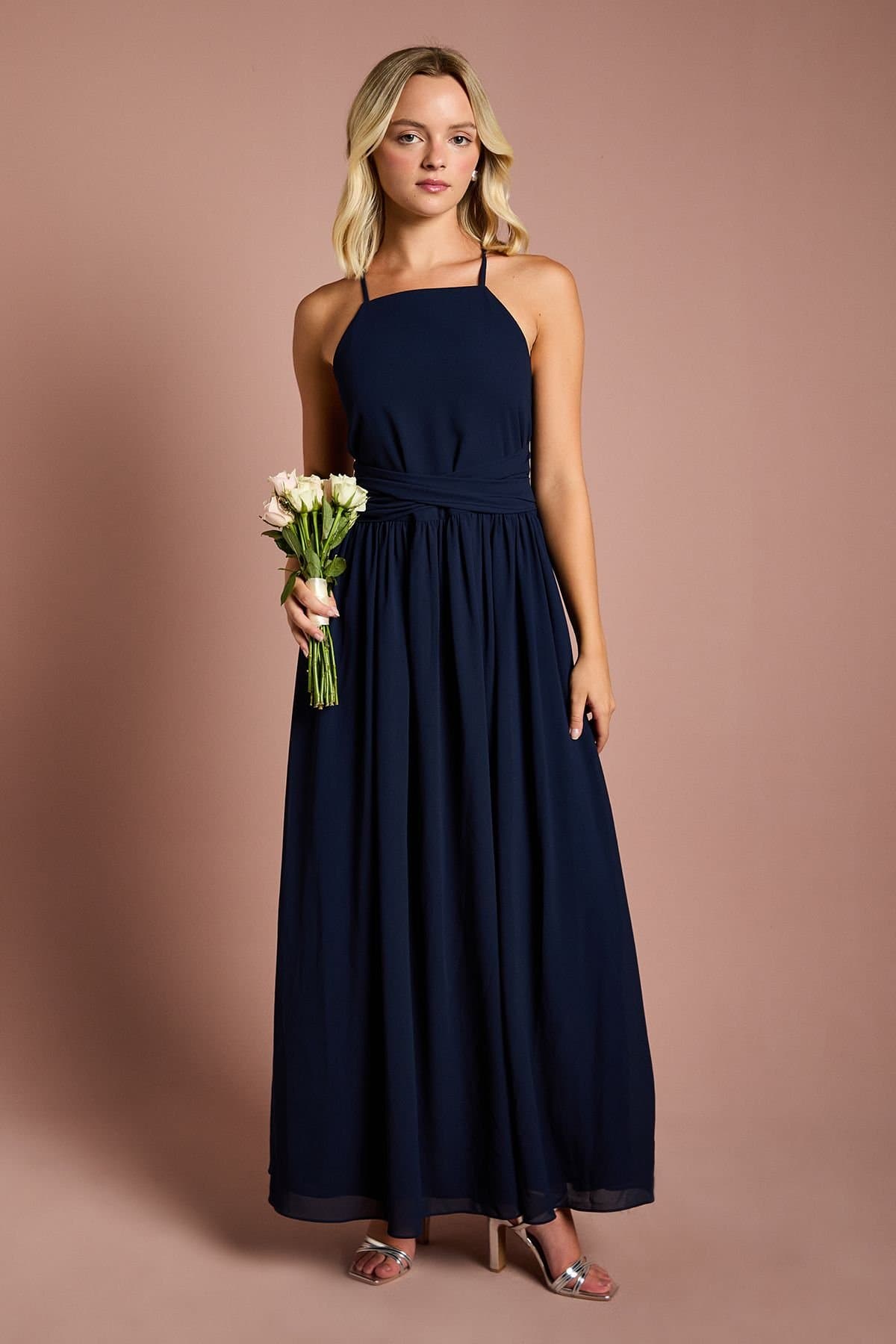 Coast Coast Women's Teen Cross Front Detail Cami Bridesmaid Dress in Navy