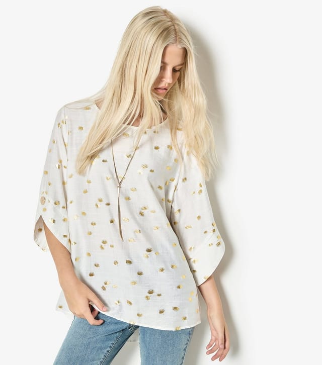 Apricot Women's White Foil Fan Cropped Sleeve Top Apricot New Look - 2