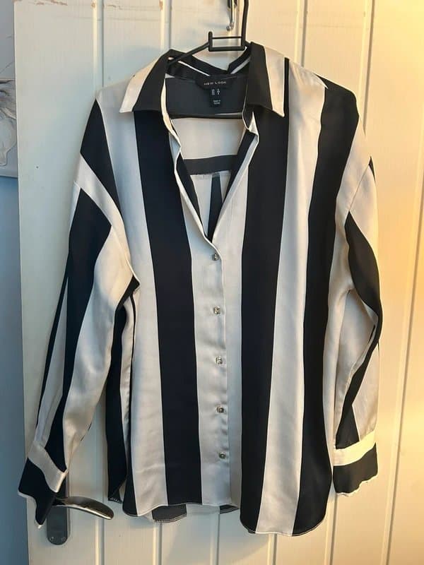 New Look New look silk blouse black and cream stripes size 12