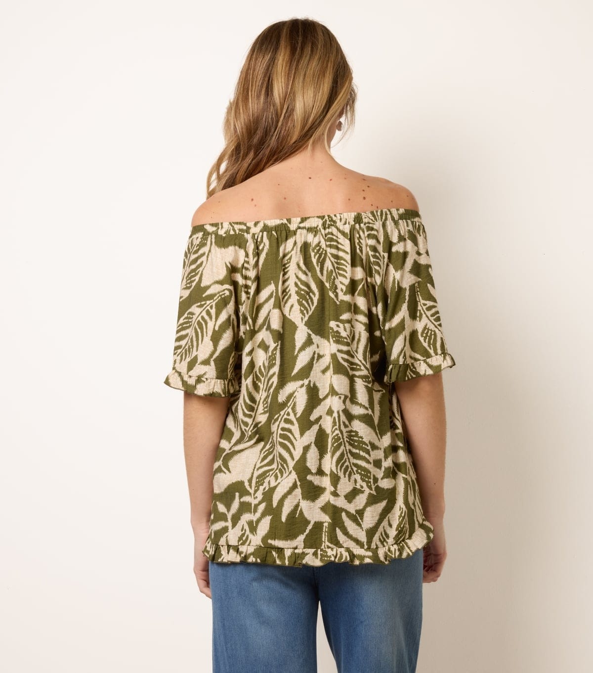 Blue Vanilla Women's Dark Khaki Leaf Print Tie Front Top Blue Vanilla New Look - 4