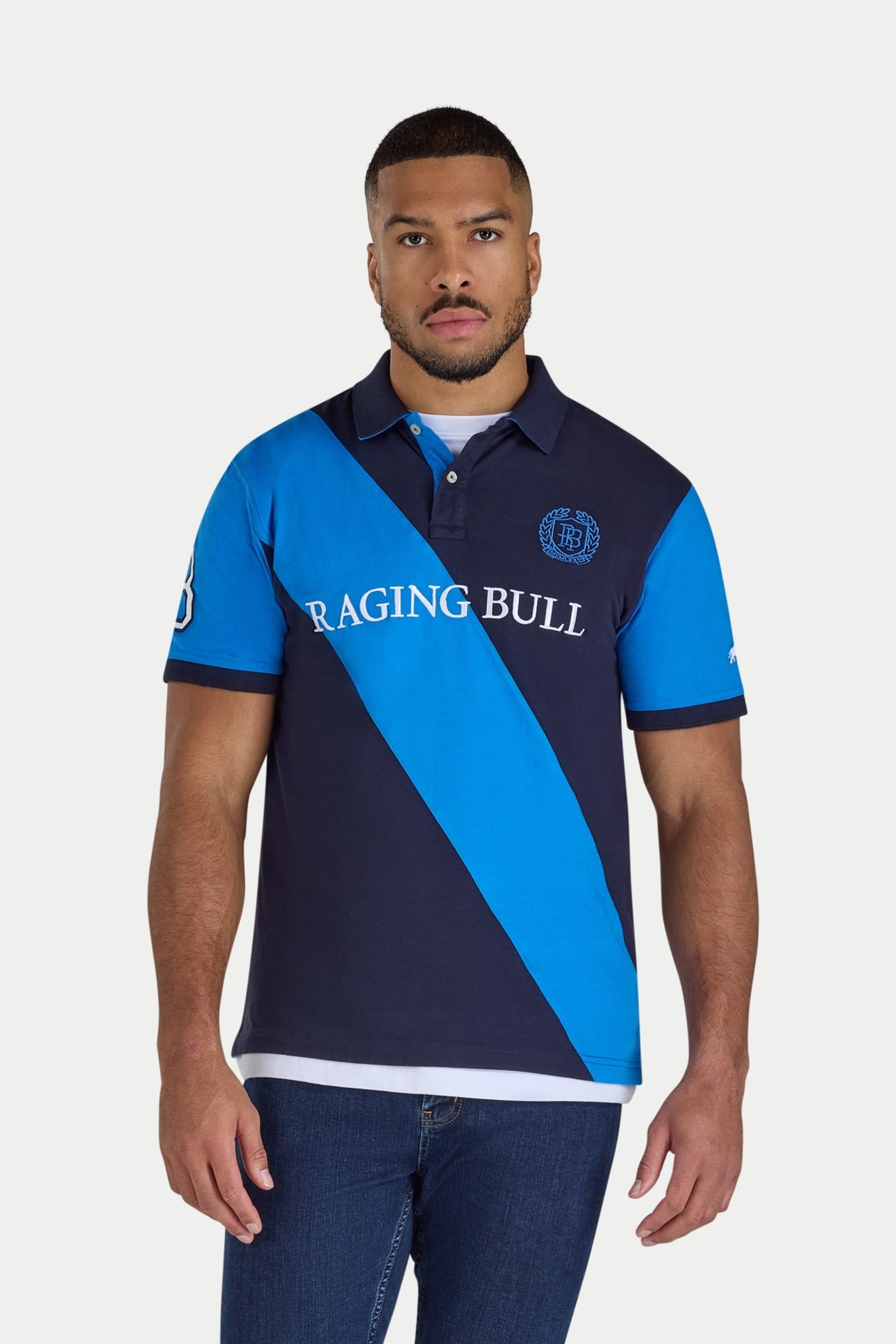 Raging Bull Men's Diagonal Stripe Jersey Polo