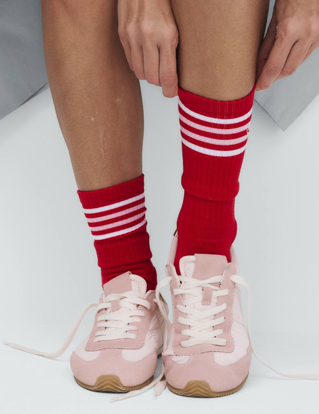 Marks & Spencer M&S 2 Pack Cotton Rich Sporty Crew Socks Red Mix - 2