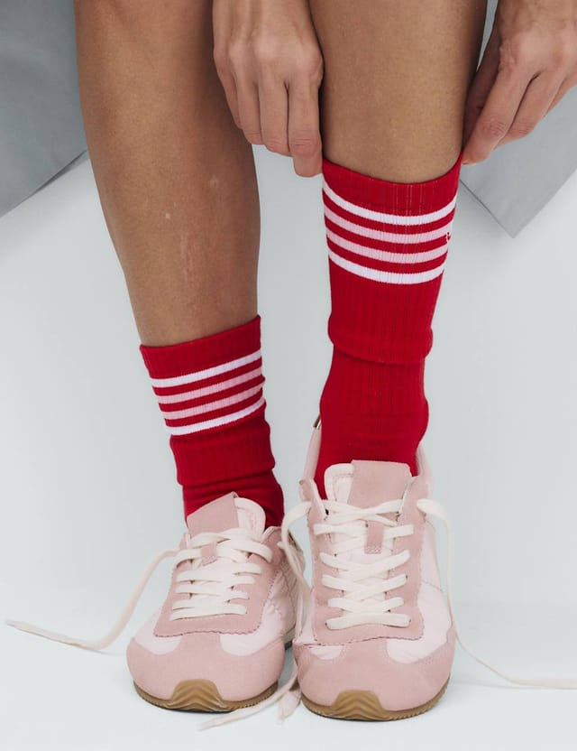 Marks & Spencer M&S 2 Pack Cotton Rich Sporty Crew Socks Red Mix - 2