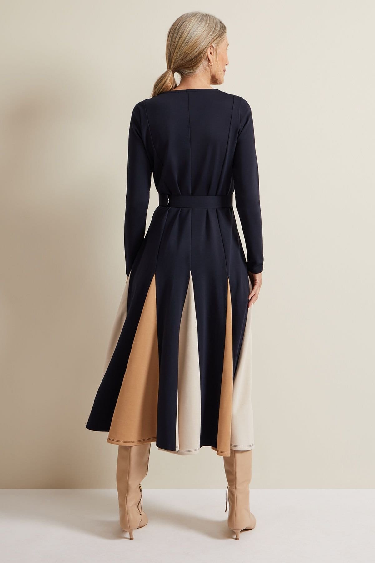 Phase Eight Phase Eight Women's Paula Belted Fit Flare Midi Dress in Dark Navy - 4