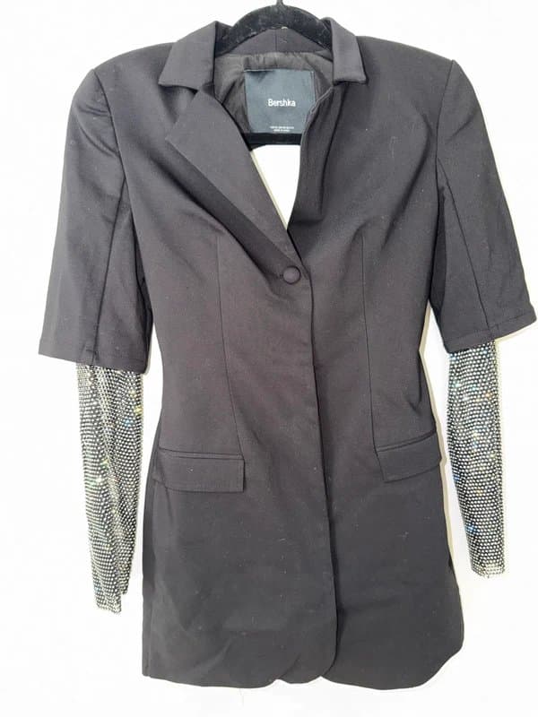 Bershka Bershka Black Blazer Dress Sparkle Sleeve Size XS