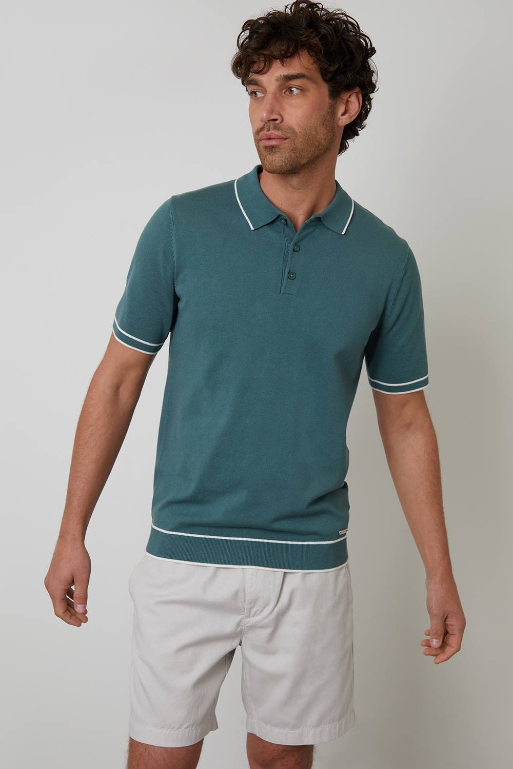 Threadbare Threadbare Men's Knitted Short Sleeve Polo Shirt in Green - 3