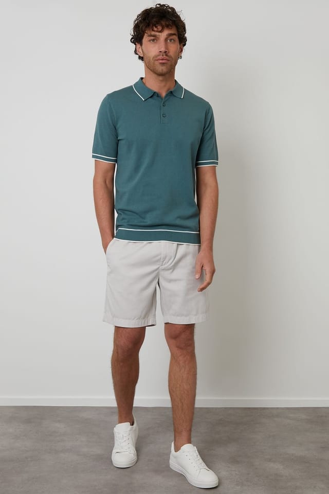 Threadbare Threadbare Men's Knitted Short Sleeve Polo Shirt in Green - 3