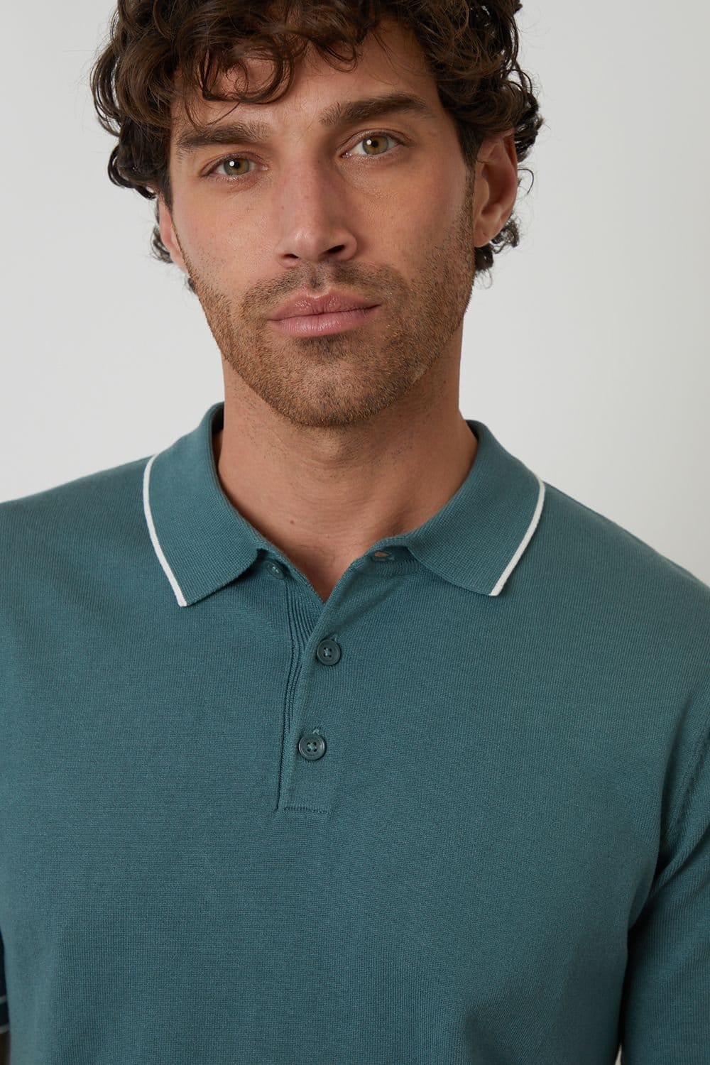 Threadbare Threadbare Men's Knitted Short Sleeve Polo Shirt in Green - 4