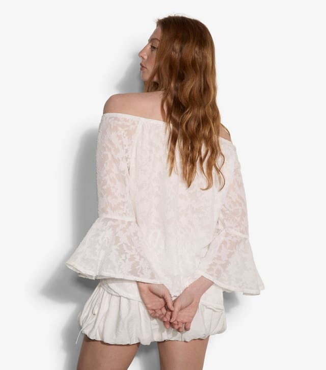 Apricot Women's White Floral Jacquard Bardot Top Apricot New Look - 3