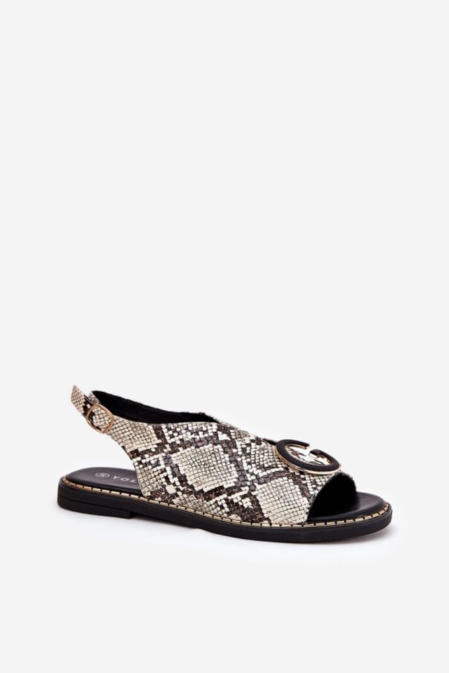 Love Lace Love Lace Women's Flat Summer Sandals with Drative Front & Buckle Fit in Brown - 2