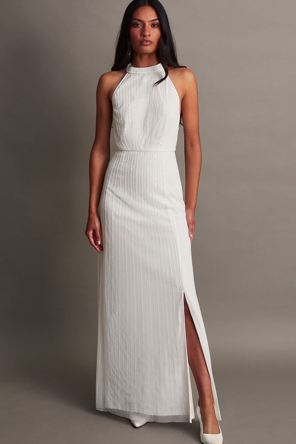 Monsoon Monsoon Women's Nikita Embellished Halter Bridal Dress Ivory