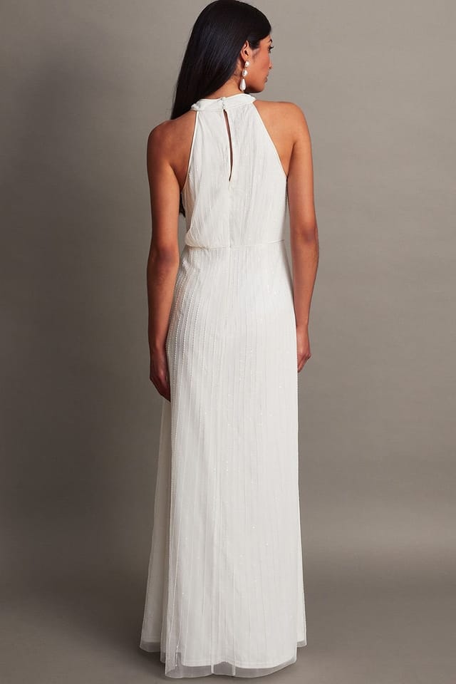 Monsoon Monsoon Women's Nikita Embellished Halter Bridal Dress Ivory - 2
