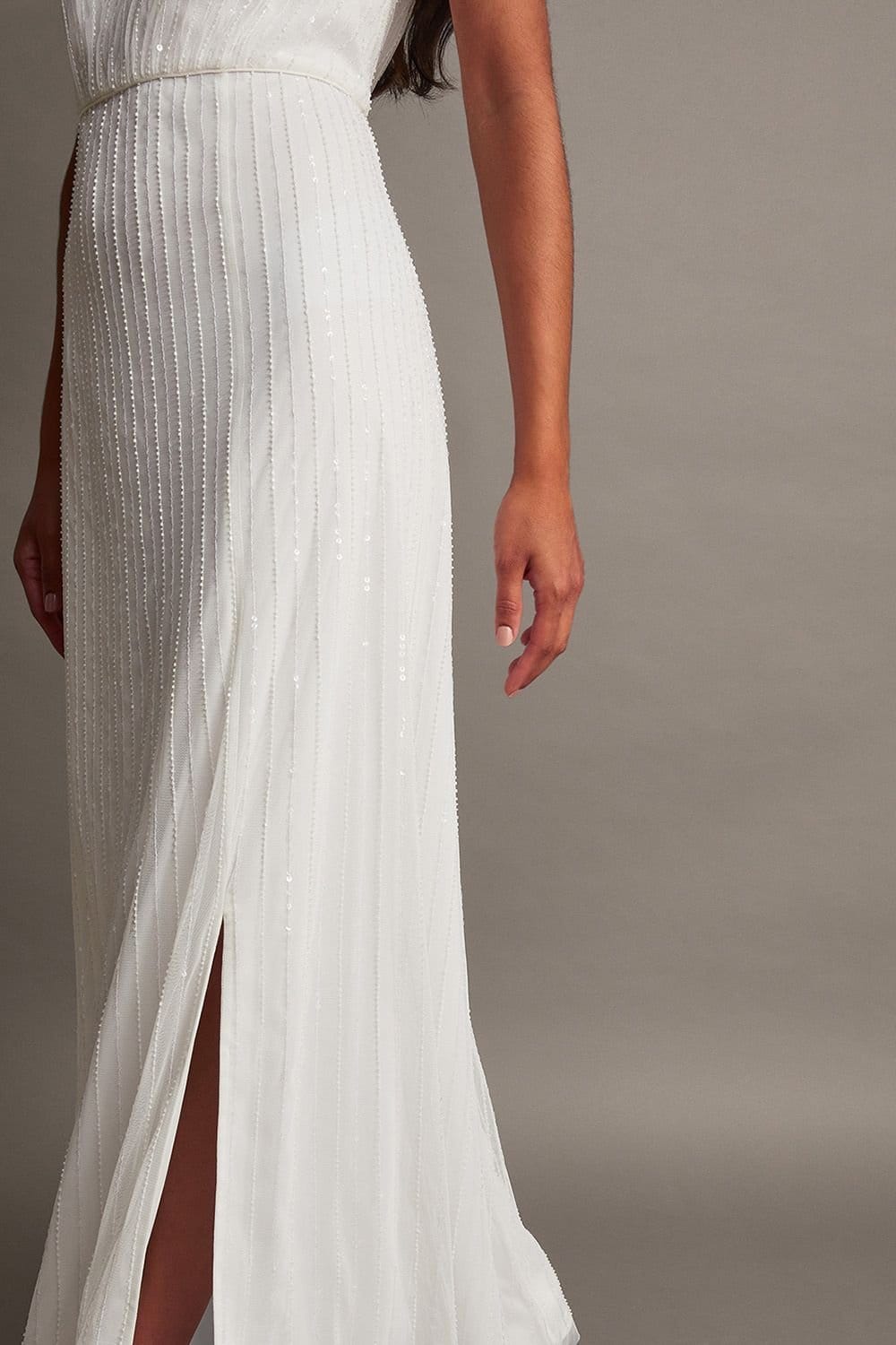 Monsoon Monsoon Women's Nikita Embellished Halter Bridal Dress Ivory - 4