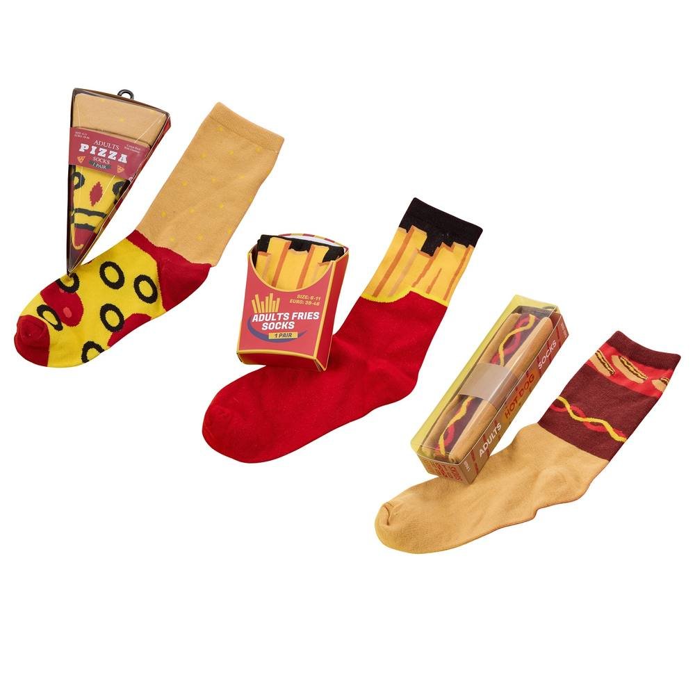 Britwear Britwear Men's Set of 3 Novelty Gift Pack Socks with Fries Hot Dog Pizza Design - 1
