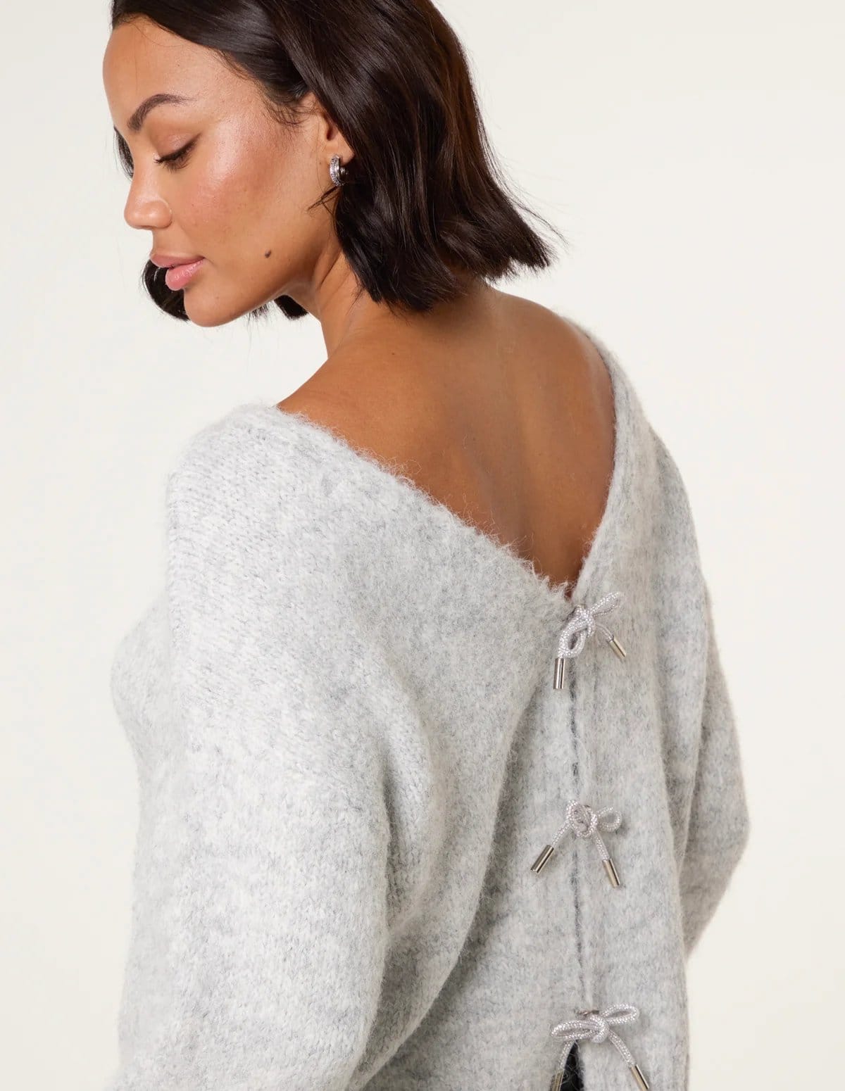 Blue Vanilla Bow Knit Cardigan - 4