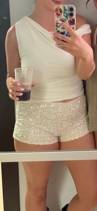 Bershka Berska sequin white shorts