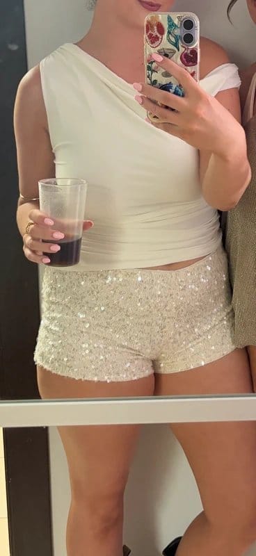 Bershka Berska sequin white shorts - 1