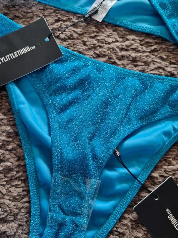 PrettyLittleThing PrettyLittleThing blue glitter bikini set size 10