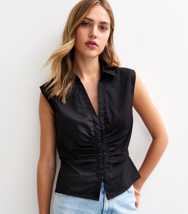 New Look Women's Black Hook and Eye Sleeveless Shirt New Look - 2