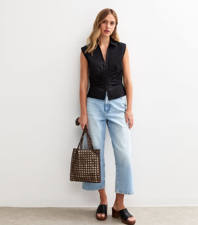 New Look Women's Black Hook and Eye Sleeveless Shirt New Look - 3