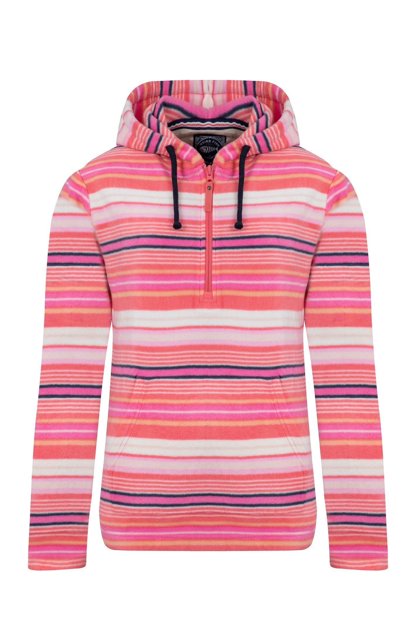 Weird Fish Weird Fish Women's Lana 1/4 Zip Printed Micro Fleece Hoodie in Pink - 2