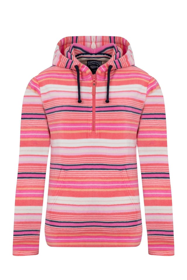 Weird Fish Weird Fish Women's Lana 1/4 Zip Printed Micro Fleece Hoodie in Pink - 2