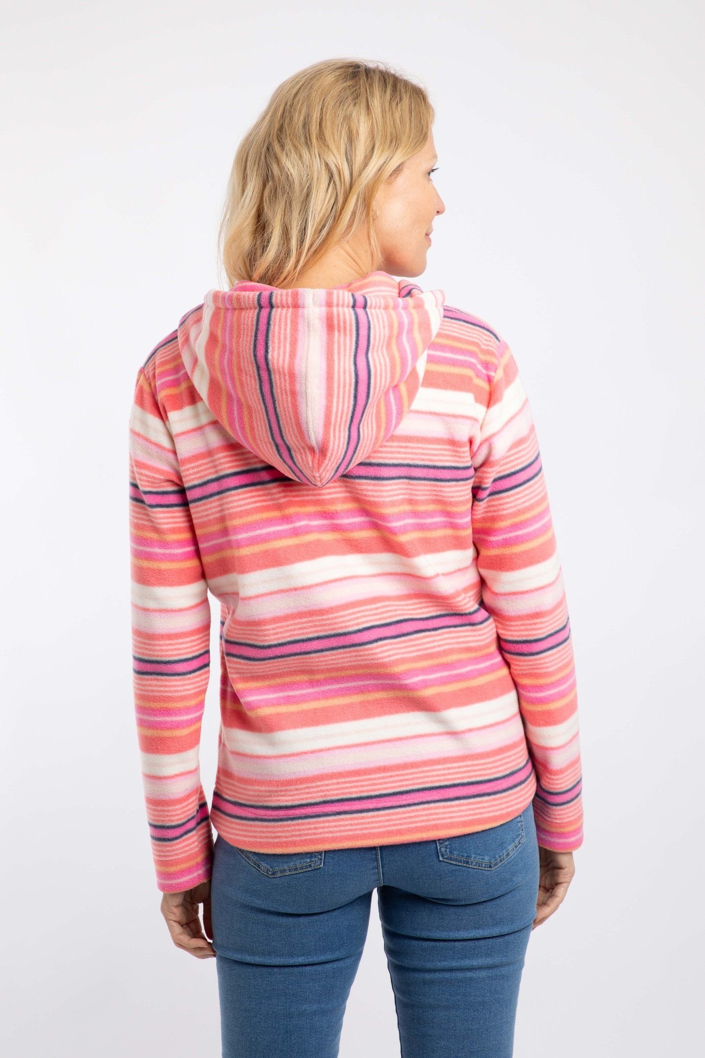 Weird Fish Weird Fish Women's Lana 1/4 Zip Printed Micro Fleece Hoodie in Pink - 3