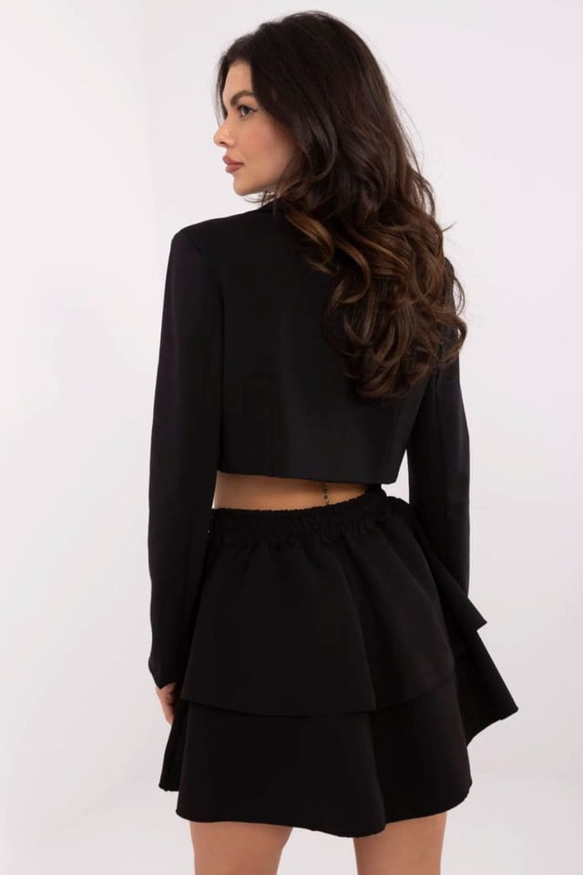 Love Lace Love Lace Women's Light Flared Mini Skirt with Frills & Patch in Black - 3