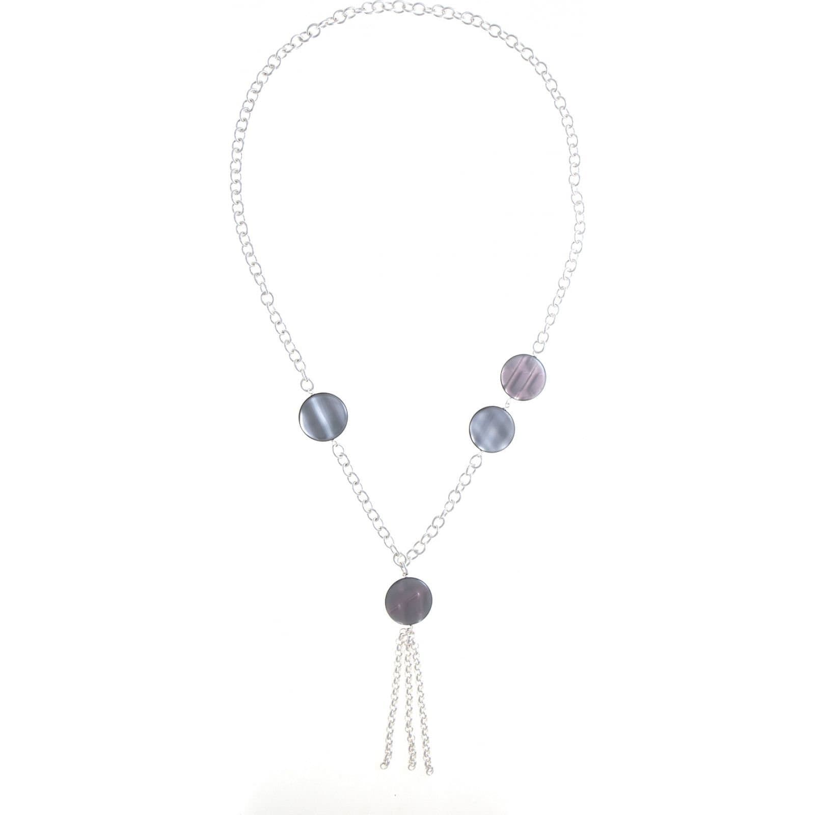 Cristian Lay Cristian Lay Silver Chain Necklace with Purple Gemstones