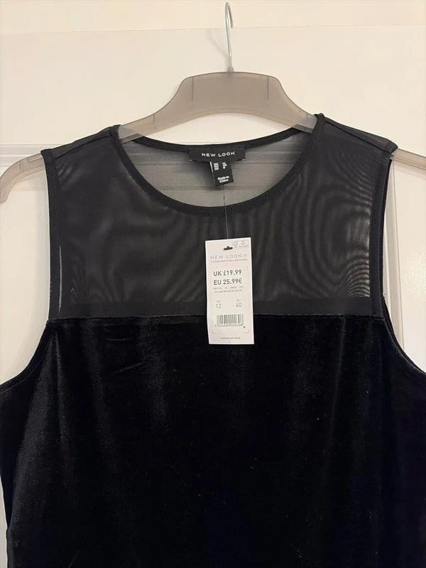 New Look Black Mesh Detail Bodysuit UK 12
