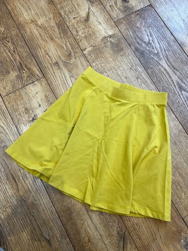 Bershka Mustard Yellow High-Waisted Stretch Jersey Skirt